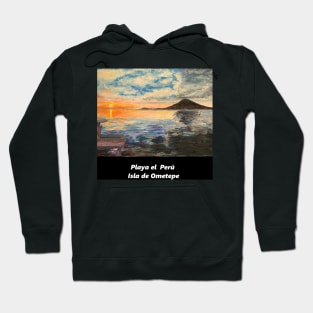 Playa el Peru Isla Ometepe Nicaragua Sunset Oil Painting Hoodie